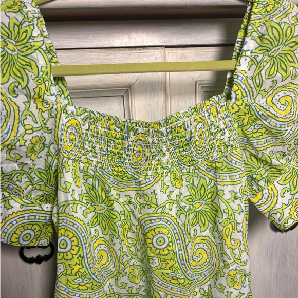 SZ Blockprints X J.Crew Squareneck Puff-Sleeve Mini Dress Paisley Bright Preppy - Picture 5 of 8